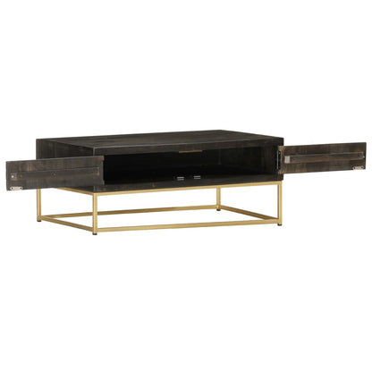 Tavolino da Salotto Nero e Oro 90x50x35 cm in Massello di Mango