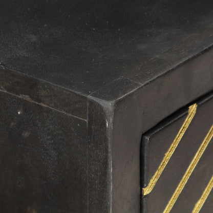 Tavolo Consolle Nero e Oro 90x30x75cm Legno Massello di Mango