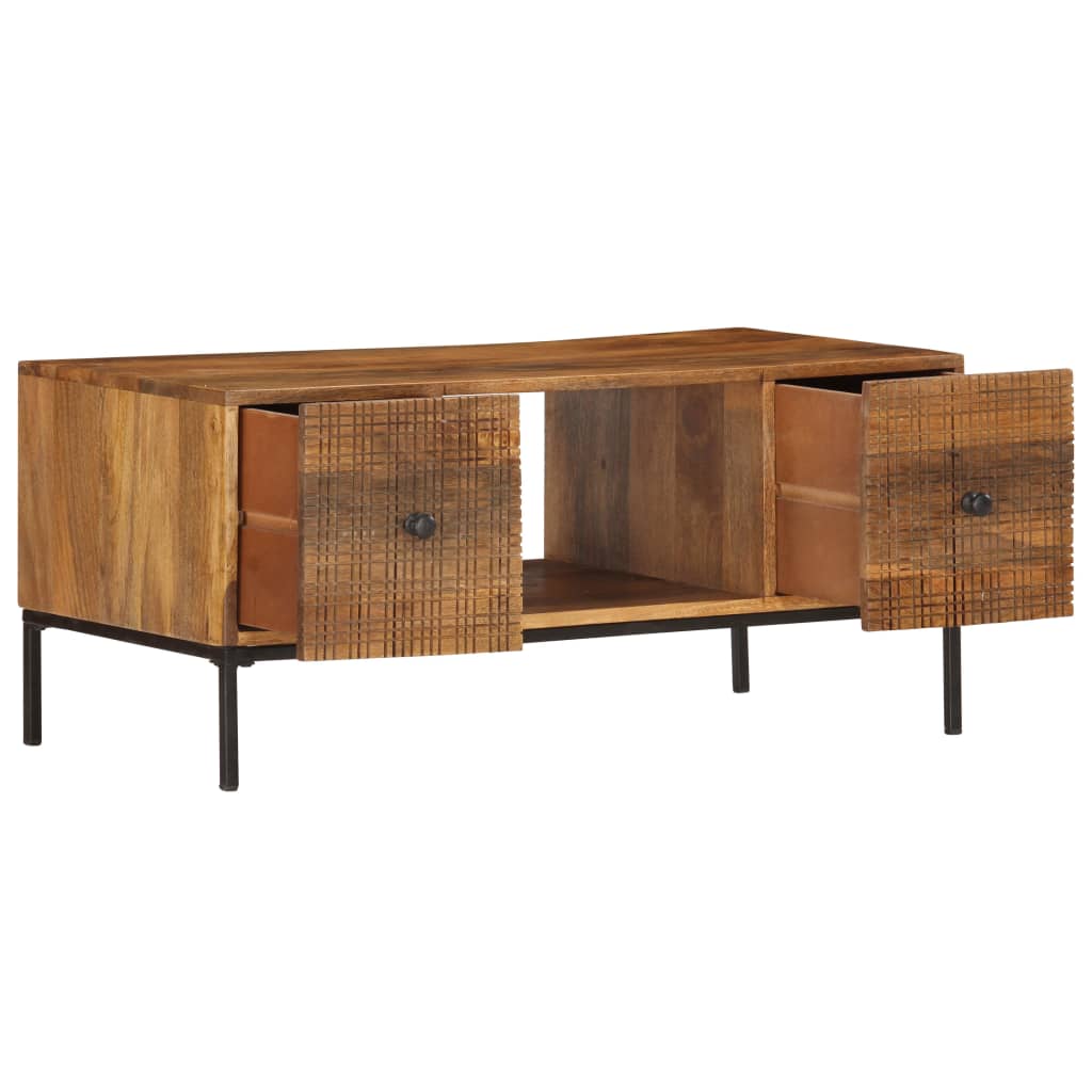 Tavolino da Salotto 90x45x40 cm in Legno Massello di Mango
