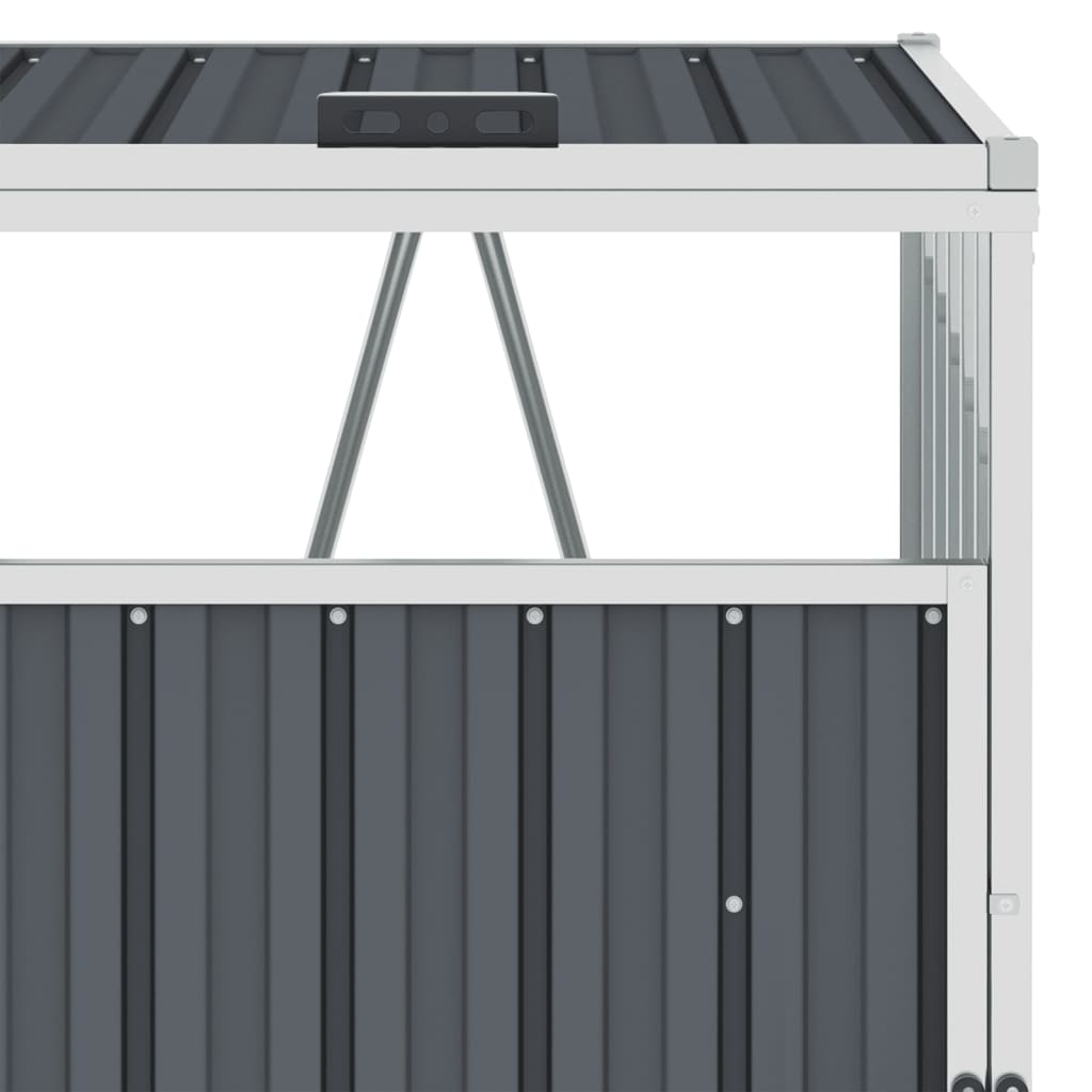 Copri Bidone Rifiuti Quadruplo Grigio 286x81x121 cm in Acciaio