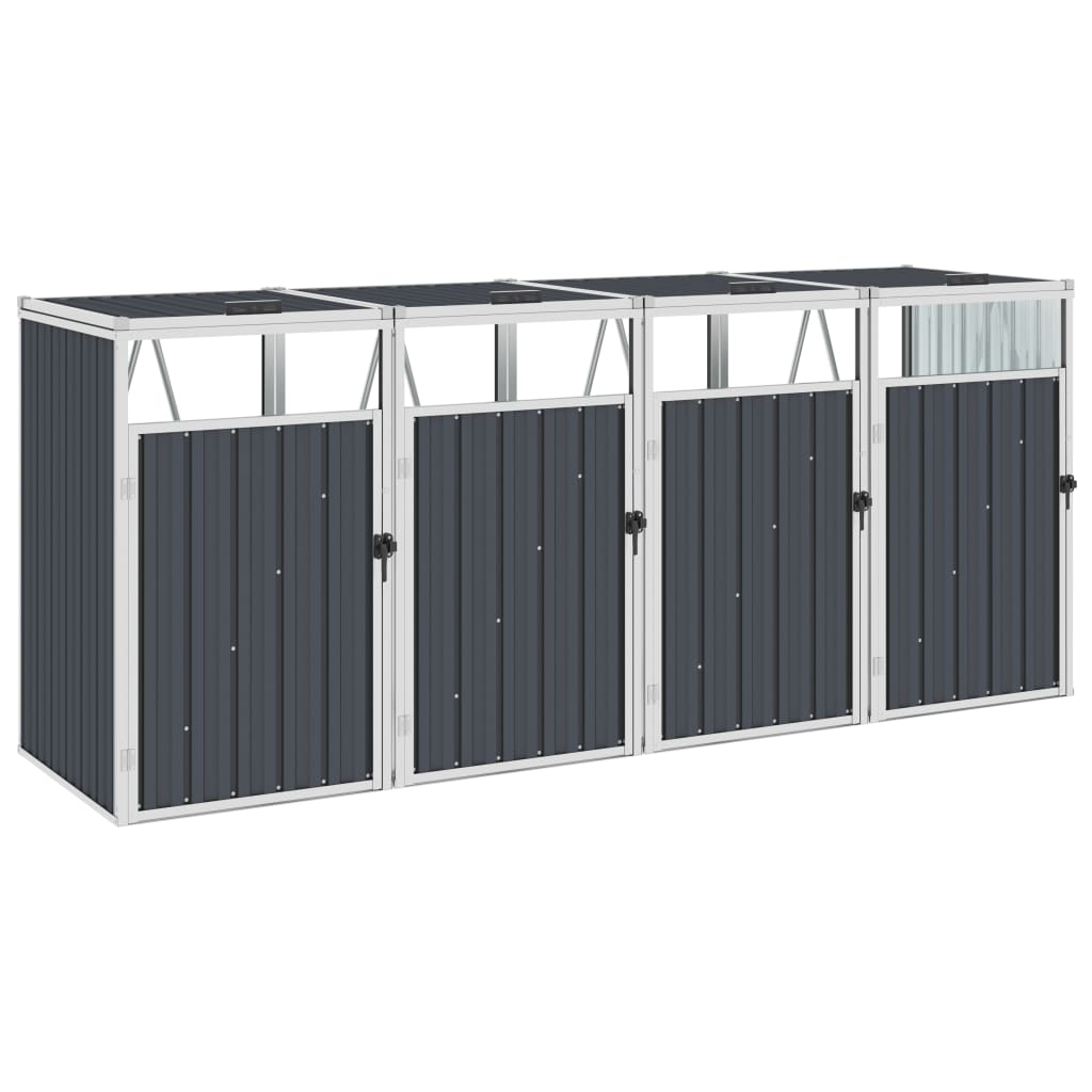 Copri Bidone Rifiuti Quadruplo Antracite 286x81x121 cm Acciaio