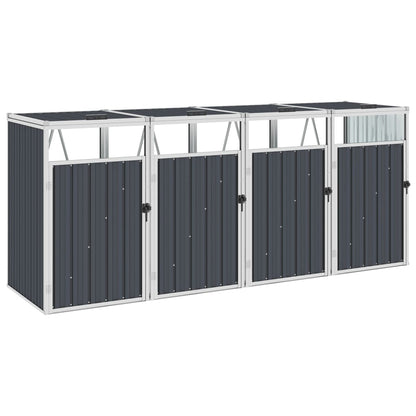 Copri Bidone Rifiuti Quadruplo Antracite 286x81x121 cm Acciaio