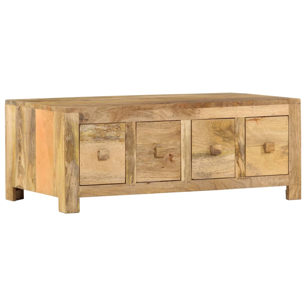 Tavolino Salotto con 4 Cassetti 90x50x35cm Legno Massello Mango