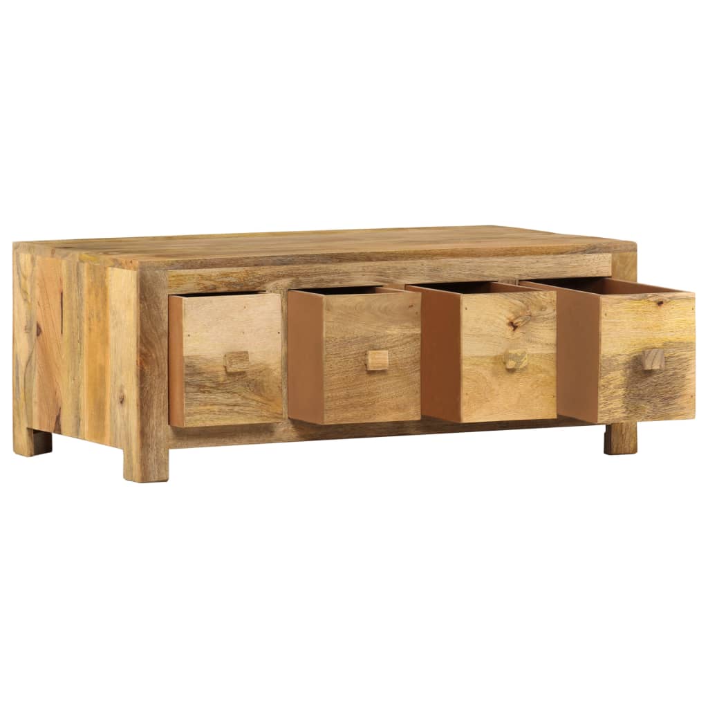 Tavolino Salotto con 4 Cassetti 90x50x35cm Legno Massello Mango