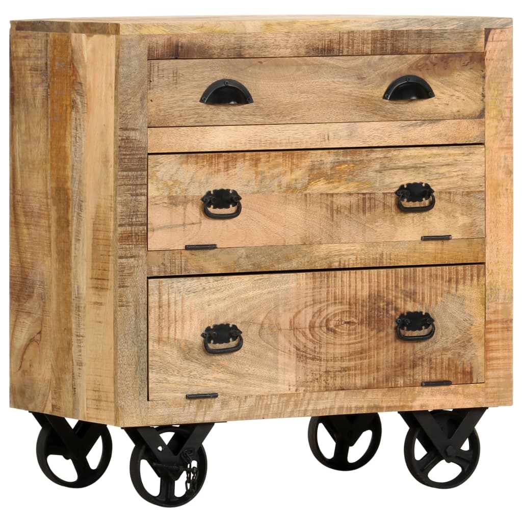Armadietto con Ruote 70x40x75 cm in Legno Massello di Mango