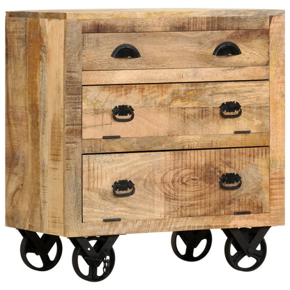 Armadietto con Ruote 70x40x75 cm in Legno Massello di Mango