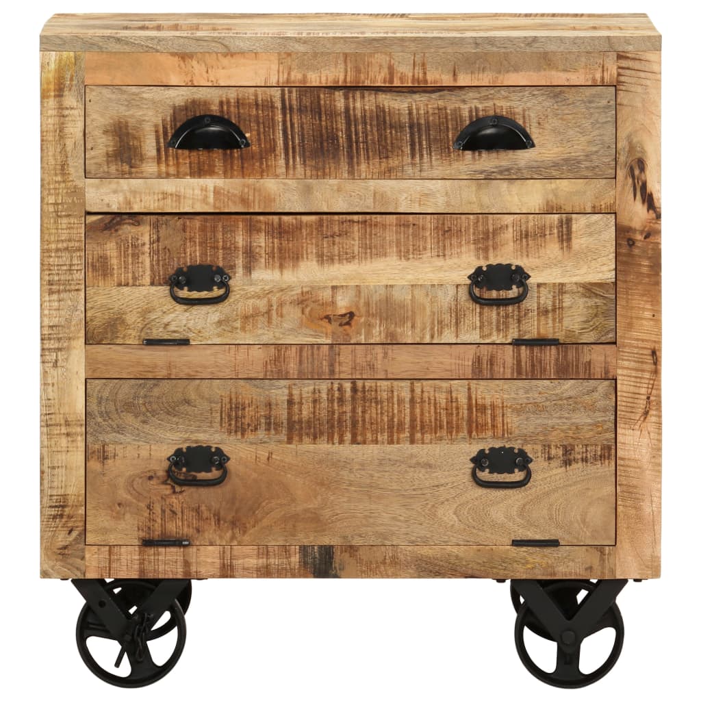 Armadietto con Ruote 70x40x75 cm in Legno Massello di Mango