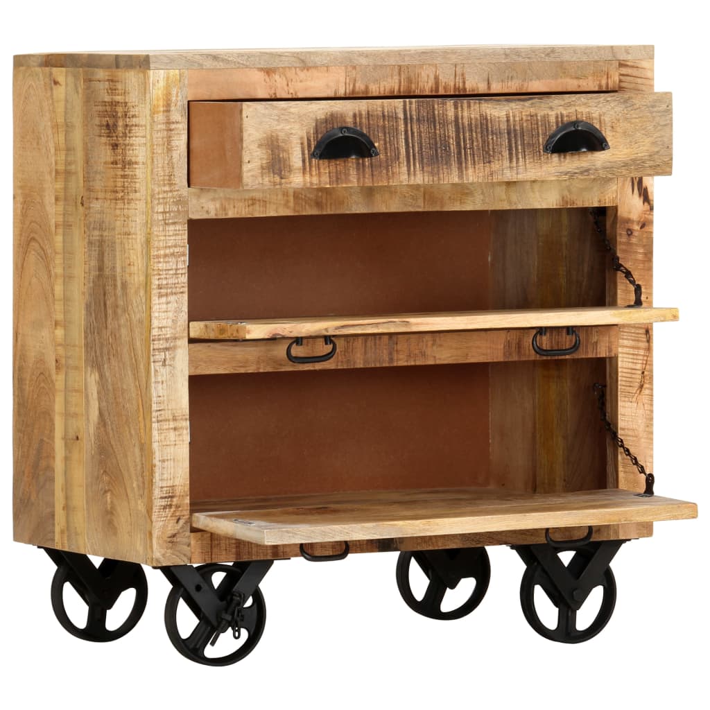 Armadietto con Ruote 70x40x75 cm in Legno Massello di Mango