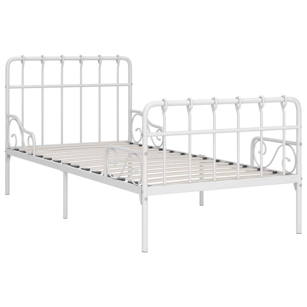 Giroletto con Base a Doghe Bianco in Metallo 90x200 cm