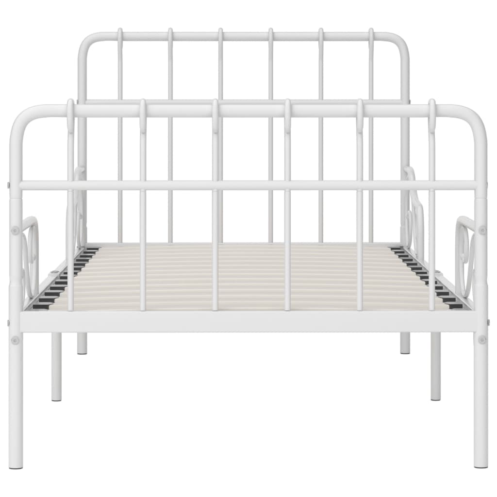 Giroletto con Base a Doghe Bianco in Metallo 90x200 cm
