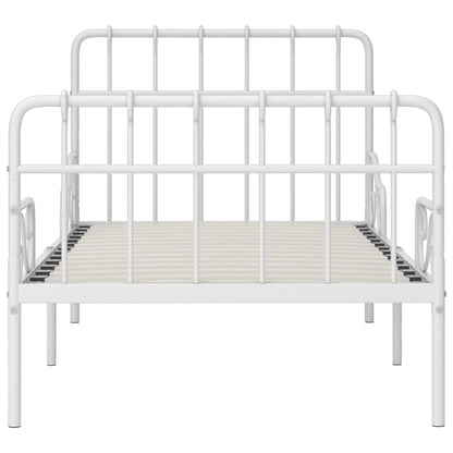Giroletto con Base a Doghe Bianco in Metallo 90x200 cm