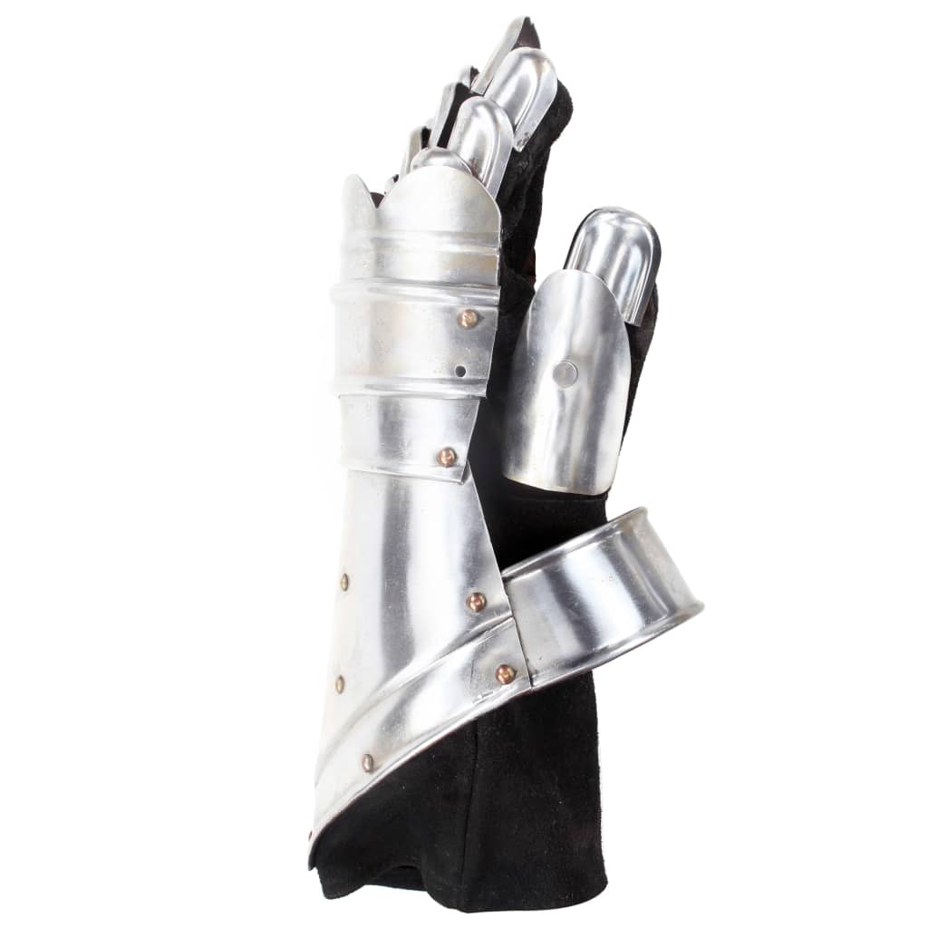 Guanti da Cavaliere Medievale Replica LARP in Argento Acciaio