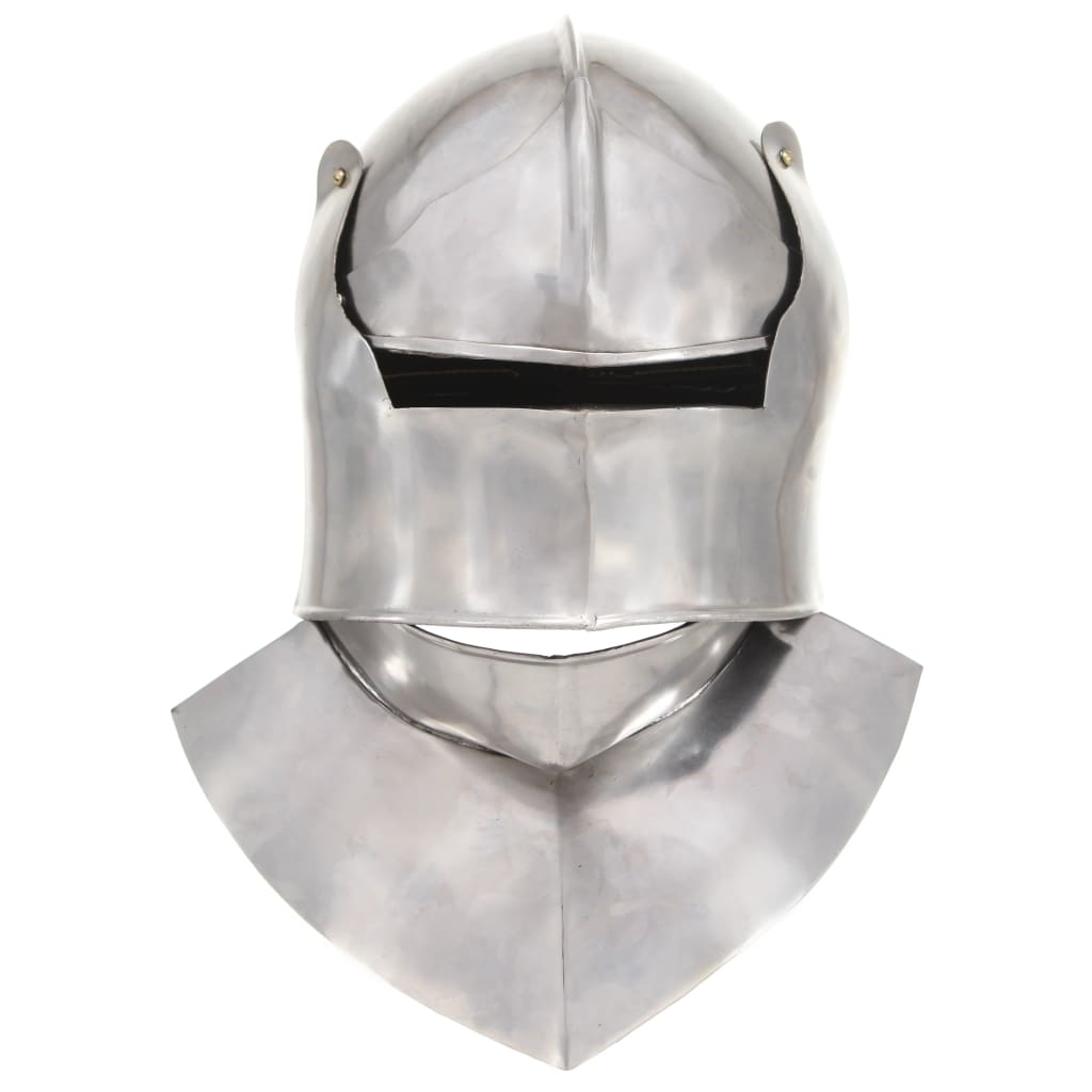 Elmo da Cavaliere Medievale Antico LARP in Acciaio Argento