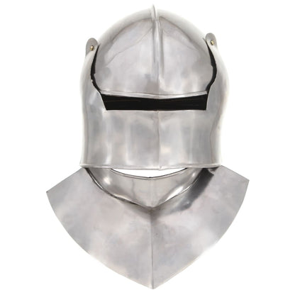 Elmo da Cavaliere Medievale Antico LARP in Acciaio Argento