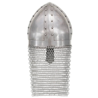 Elmo da Cavaliere Crociato Antico Replica LARP Argento