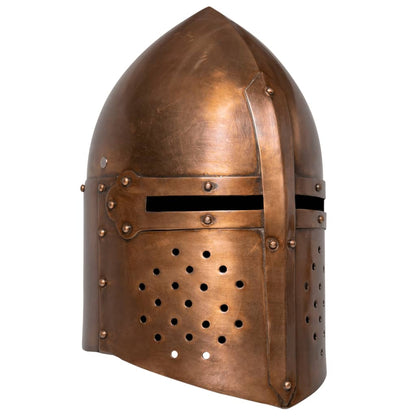 Elmo da Cavaliere Medievale Antico Replica LARP Rame in Acciaio