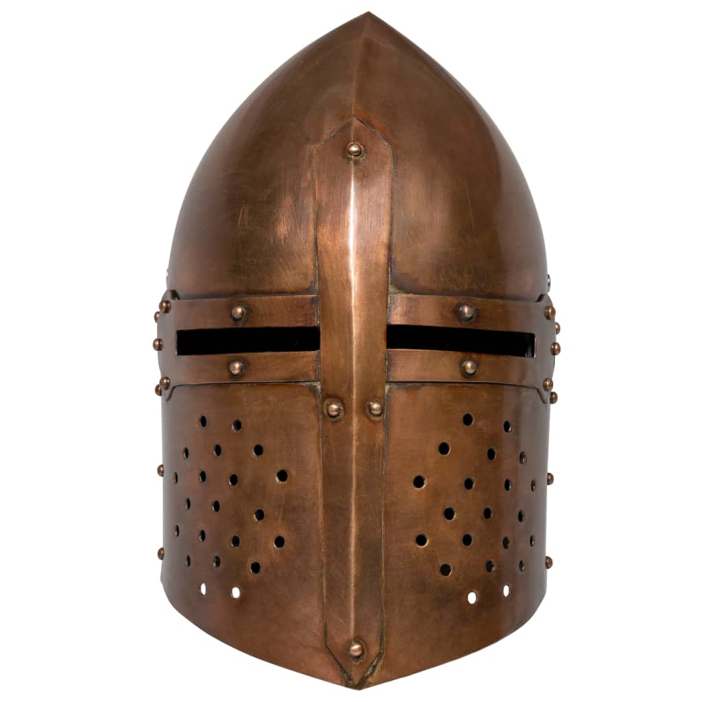 Elmo da Cavaliere Medievale Antico Replica LARP Rame in Acciaio