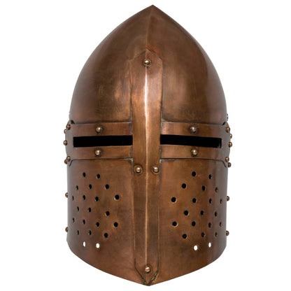 Elmo da Cavaliere Medievale Antico Replica LARP Rame in Acciaio