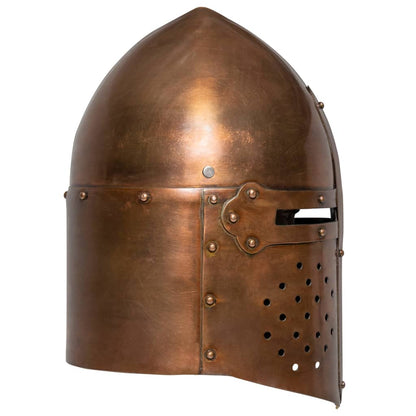 Elmo da Cavaliere Medievale Antico Replica LARP Rame in Acciaio