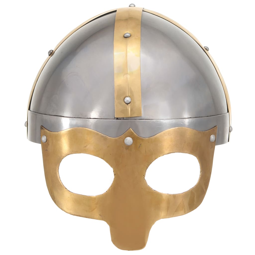 Elmo da Vichingo Antico Replica LARP Argento in Acciaio