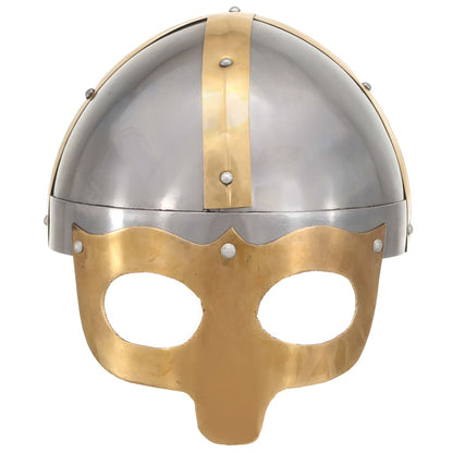 Elmo da Vichingo Antico Replica LARP Argento in Acciaio