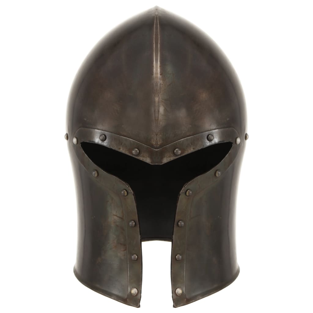 Elmo da Cavaliere Medievale Antico LARP in Acciaio Argento