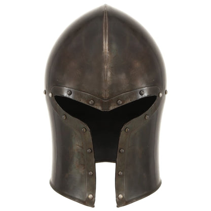 Elmo da Cavaliere Medievale Antico LARP in Acciaio Argento
