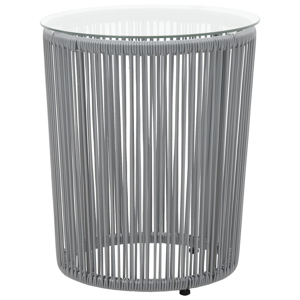 Set da Bistrot 3 pz con Cuscini in Polyrattan Grigio