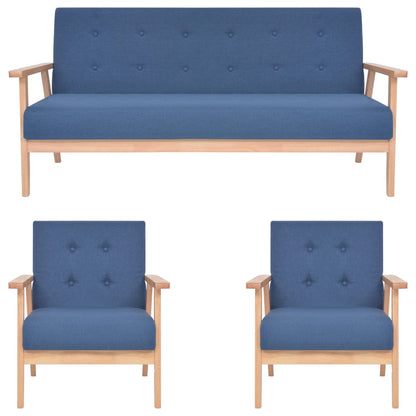 Set di Divani 3 pz in Tessuto Blu