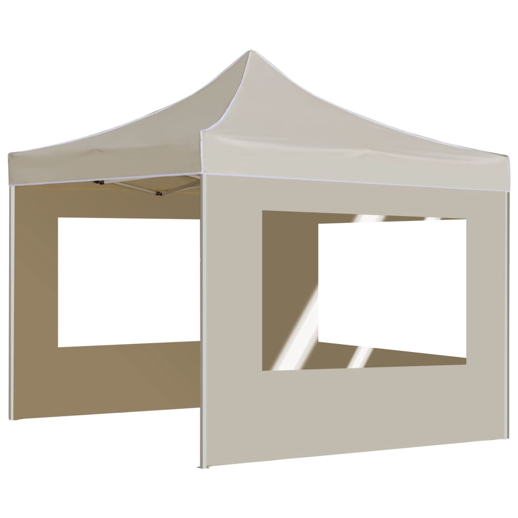 Gazebo Professionale Pieghevole Alluminio con Pareti 2x2m Crema
