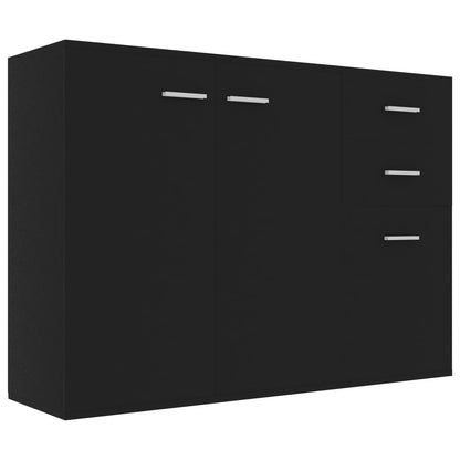 Credenza Nera 105x30x75 cm in Legno Multistrato