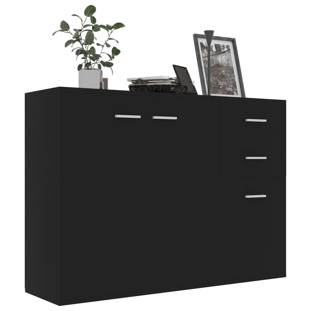 Credenza Nera 105x30x75 cm in Legno Multistrato