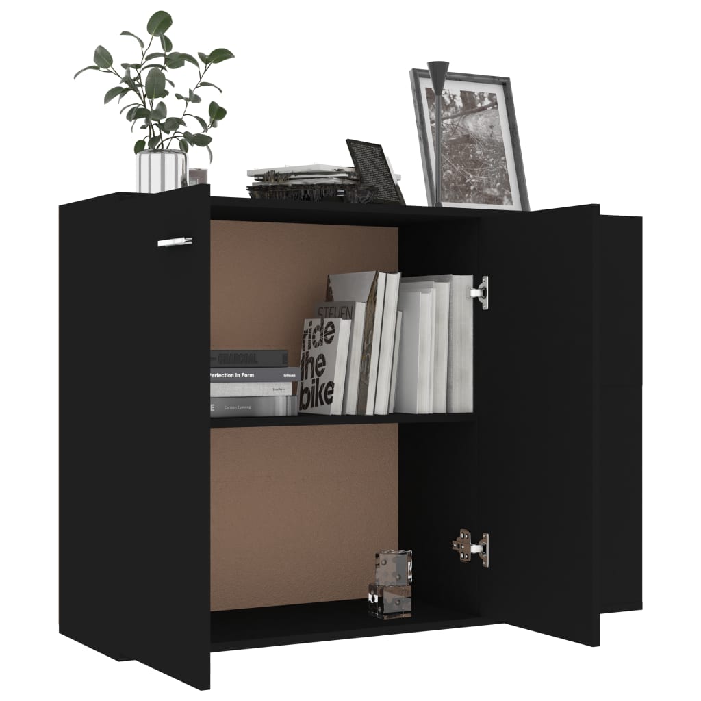 Credenza Nera 105x30x75 cm in Legno Multistrato