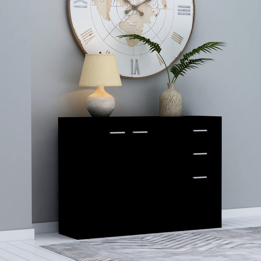 Credenza Nera 105x30x75 cm in Legno Multistrato