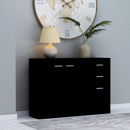 Credenza Nera 105x30x75 cm in Legno Multistrato