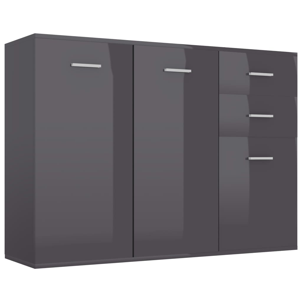 Credenza Grigio Lucido 105x30x75 cm in Legno Multistrato