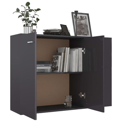 Credenza Grigio Lucido 105x30x75 cm in Legno Multistrato