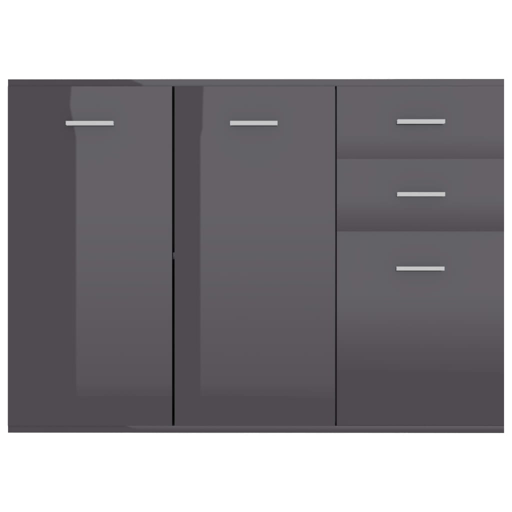 Credenza Grigio Lucido 105x30x75 cm in Legno Multistrato