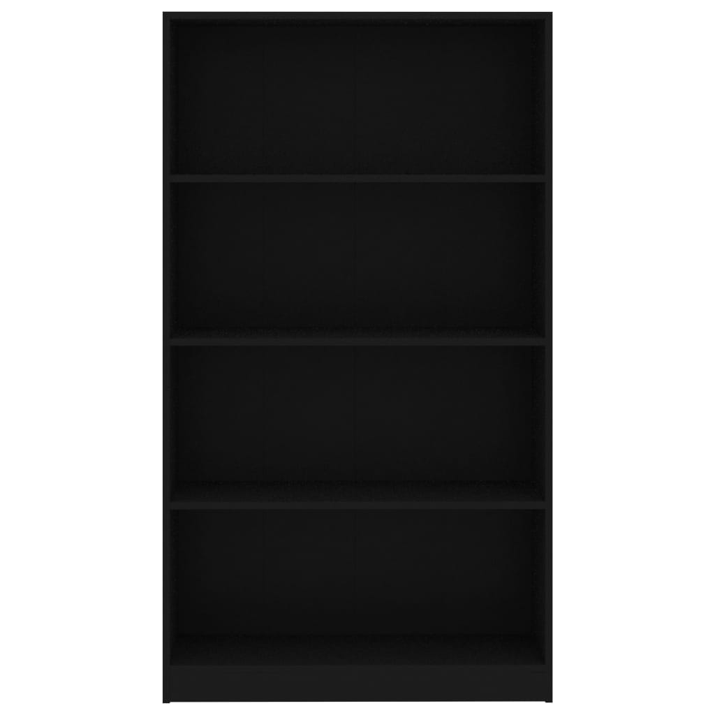 Libreria a 4 Ripiani Nera 80x24x142 cm in Legno Multistrato