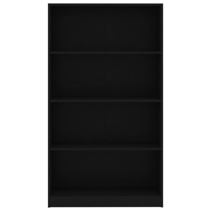 Libreria a 4 Ripiani Nera 80x24x142 cm in Legno Multistrato