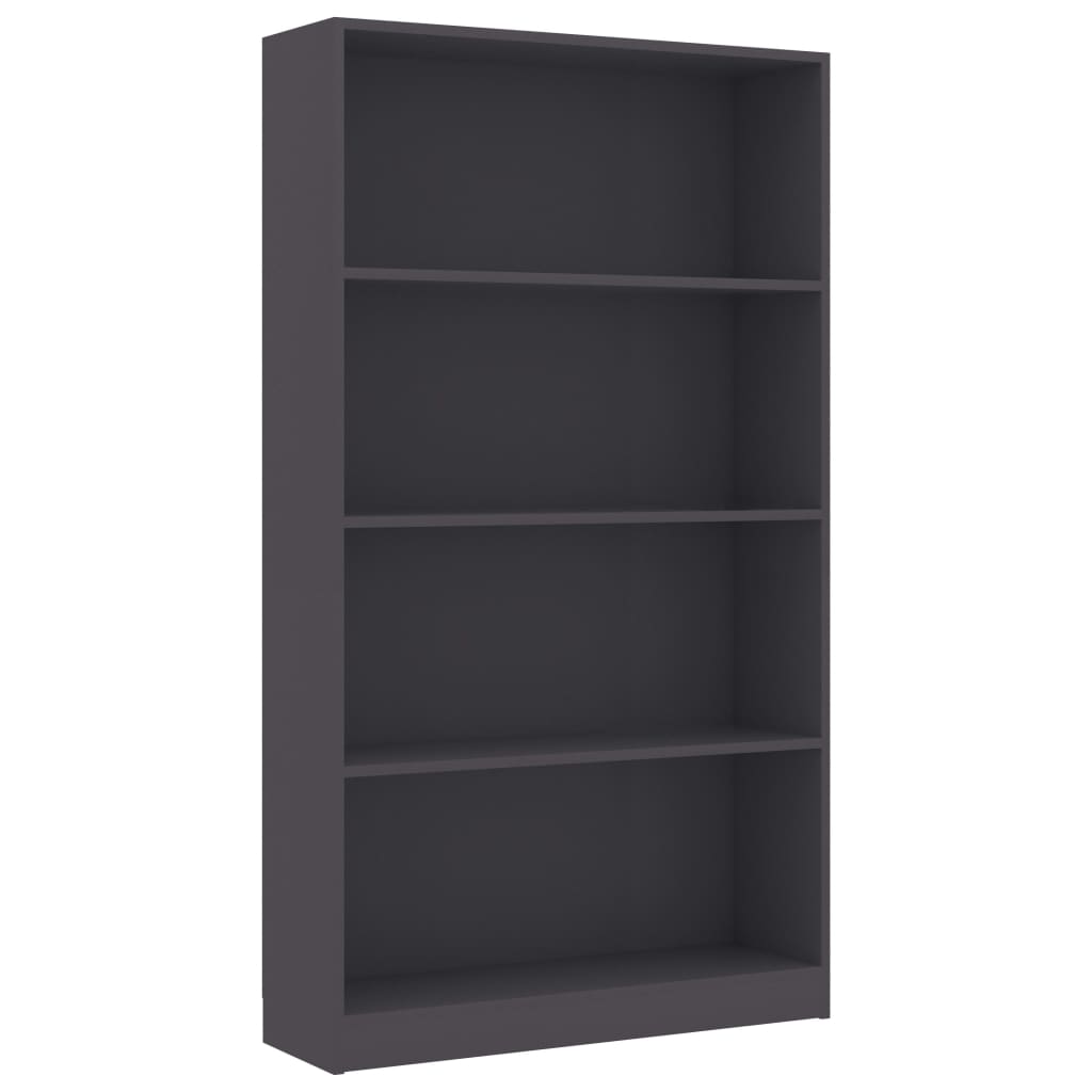 Libreria a 4 Ripiani Grigia 80x24x142 cm in Legno Multistrato