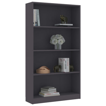 Libreria a 4 Ripiani Grigia 80x24x142 cm in Legno Multistrato