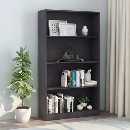 Libreria a 4 Ripiani Grigia 80x24x142 cm in Legno Multistrato