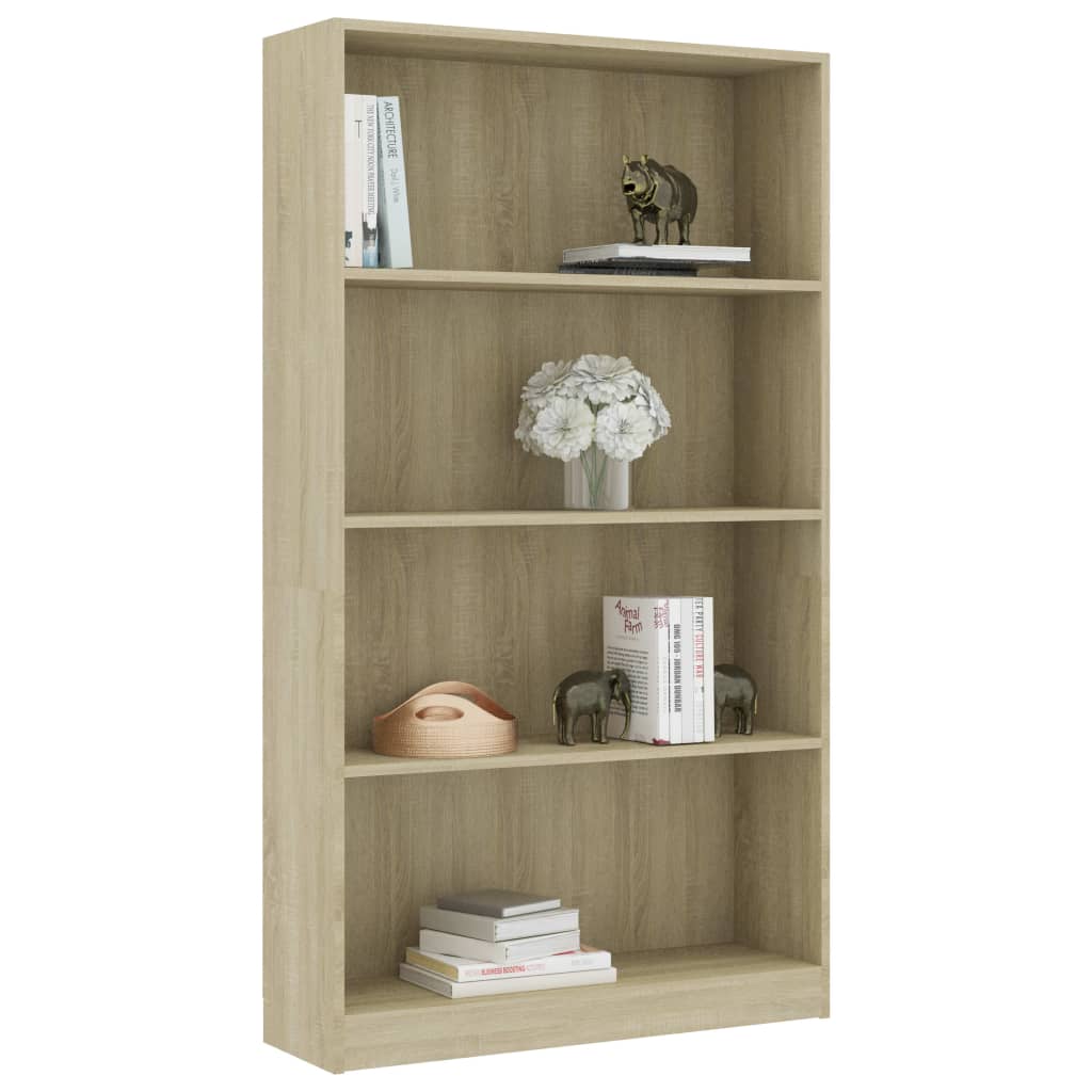 Libreria 4 Ripiani Rovere Sonoma 80x24x142 cm Legno Multistrato