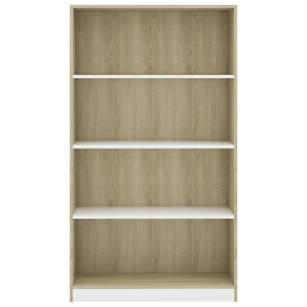 Libreria a 4 Ripiani Bianco e Sonoma 80x24x142cm in Multistrato