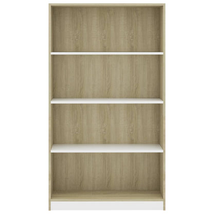 Libreria a 4 Ripiani Bianco e Sonoma 80x24x142cm in Multistrato