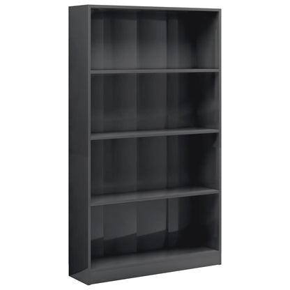 Libreria 4 Ripiani Grigio Lucido 80x24x142 cm Legno Multistrato