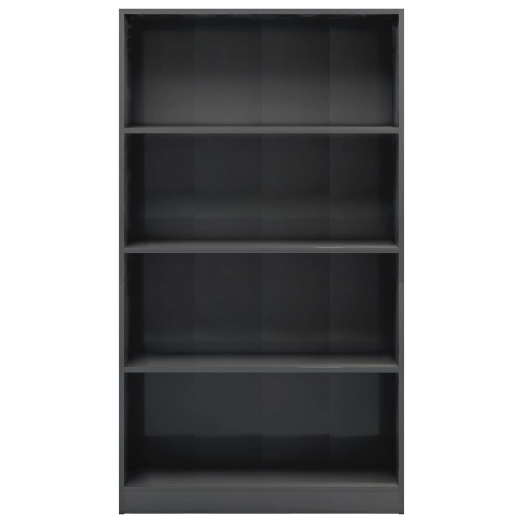 Libreria 4 Ripiani Grigio Lucido 80x24x142 cm Legno Multistrato