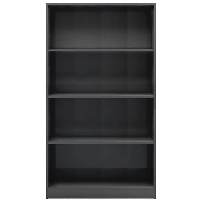 Libreria 4 Ripiani Grigio Lucido 80x24x142 cm Legno Multistrato