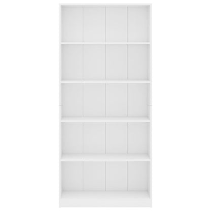 Libreria a 5 Ripiani Bianca 80x24x175 cm in Legno Multistrato